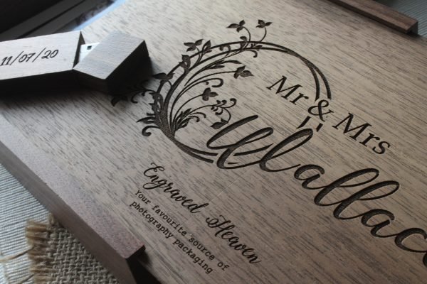 Personalised Wooden Photo Album box for 5x7" Photo Prints with additional Wooden USB Memory stick (Solid Walnut) - Image 6