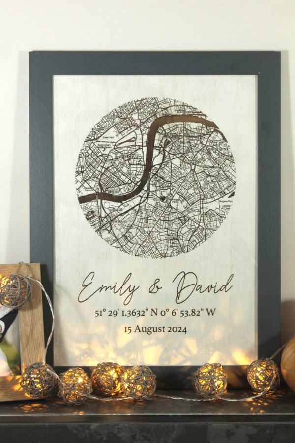 Personalised Any location engraved map