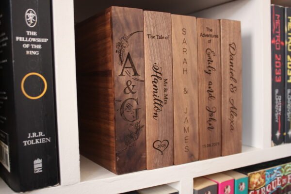 Personalised Wooden Photo Album box Engraved Spine for 6x4" Photo Prints with additional Wooden USB Memory stick (Solid Walnut) - Image 8