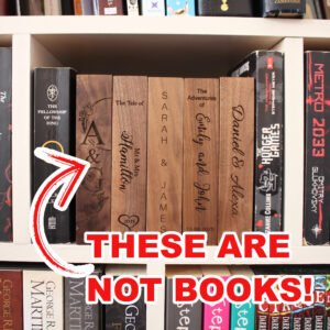 Personalised Wooden Photo Album box Engraved Spine for 6x4" Photo Prints with additional Wooden USB Memory stick (Solid Walnut)
